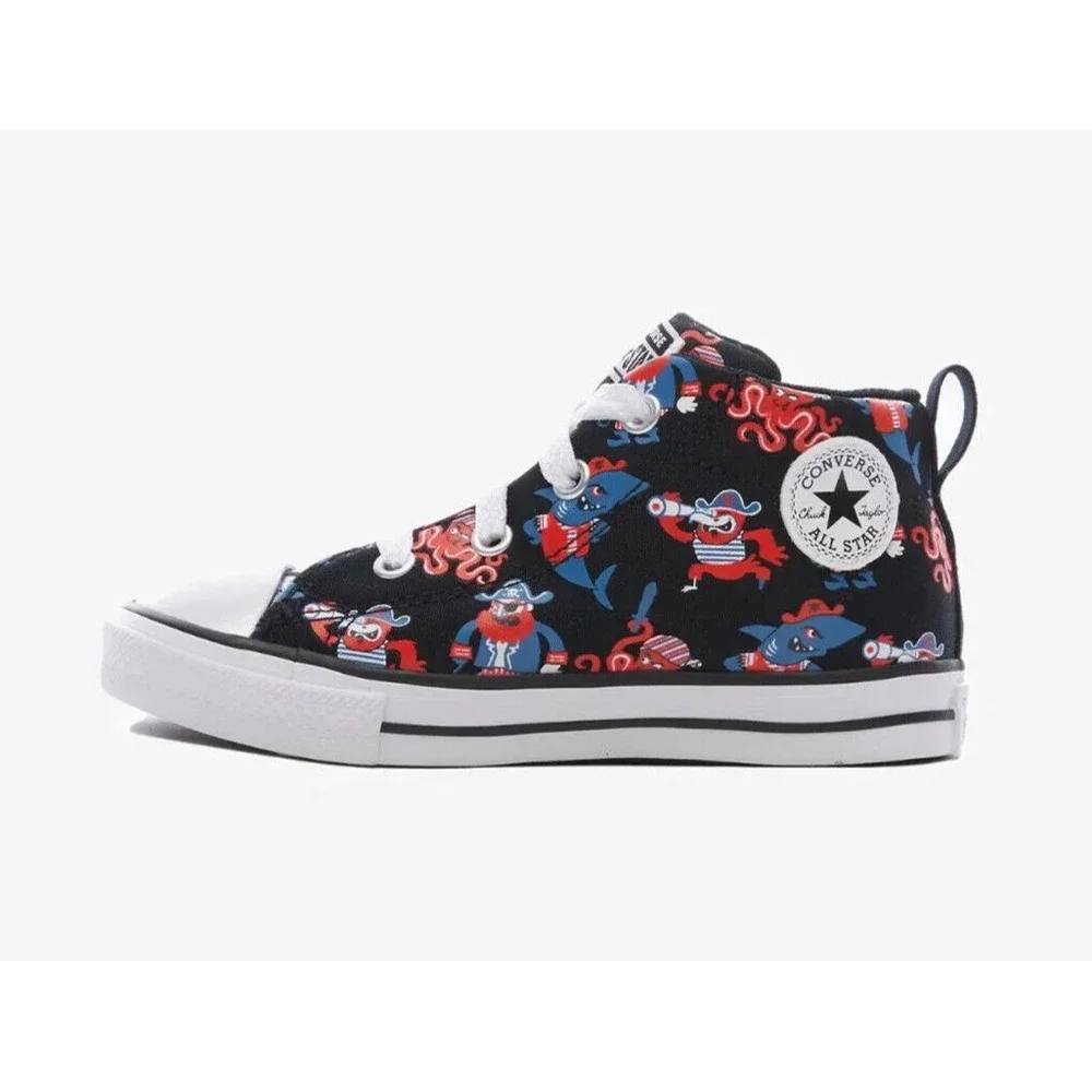 CONVERSE CHUCK TAYLOR ALL STAR STREET PIRATE PRINT SNEAKERS Infant Size 4 BLACK‎